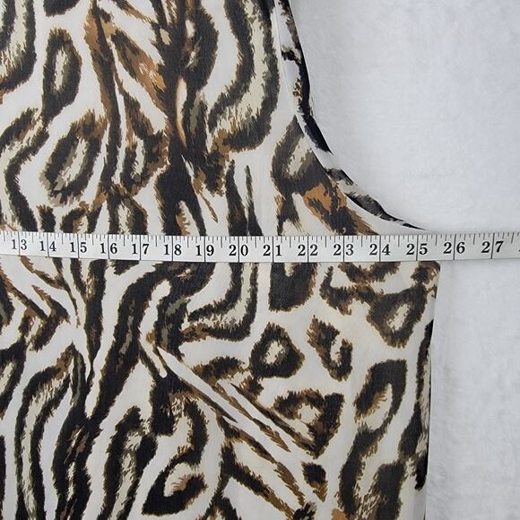 2X Blouse VNeck Animal Button Up Flowy Sheer Long Sleeve Tunic Top Office Career - Picture 10 of 12